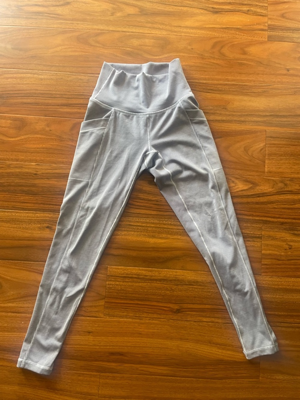 Prana Lilac Ribbed High-Waist Leggings